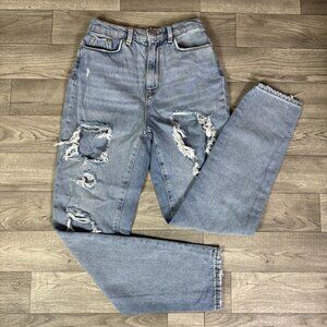 BDG Urban Outfitters Ripped High Rise Mom Jeans Light Wash sz 25